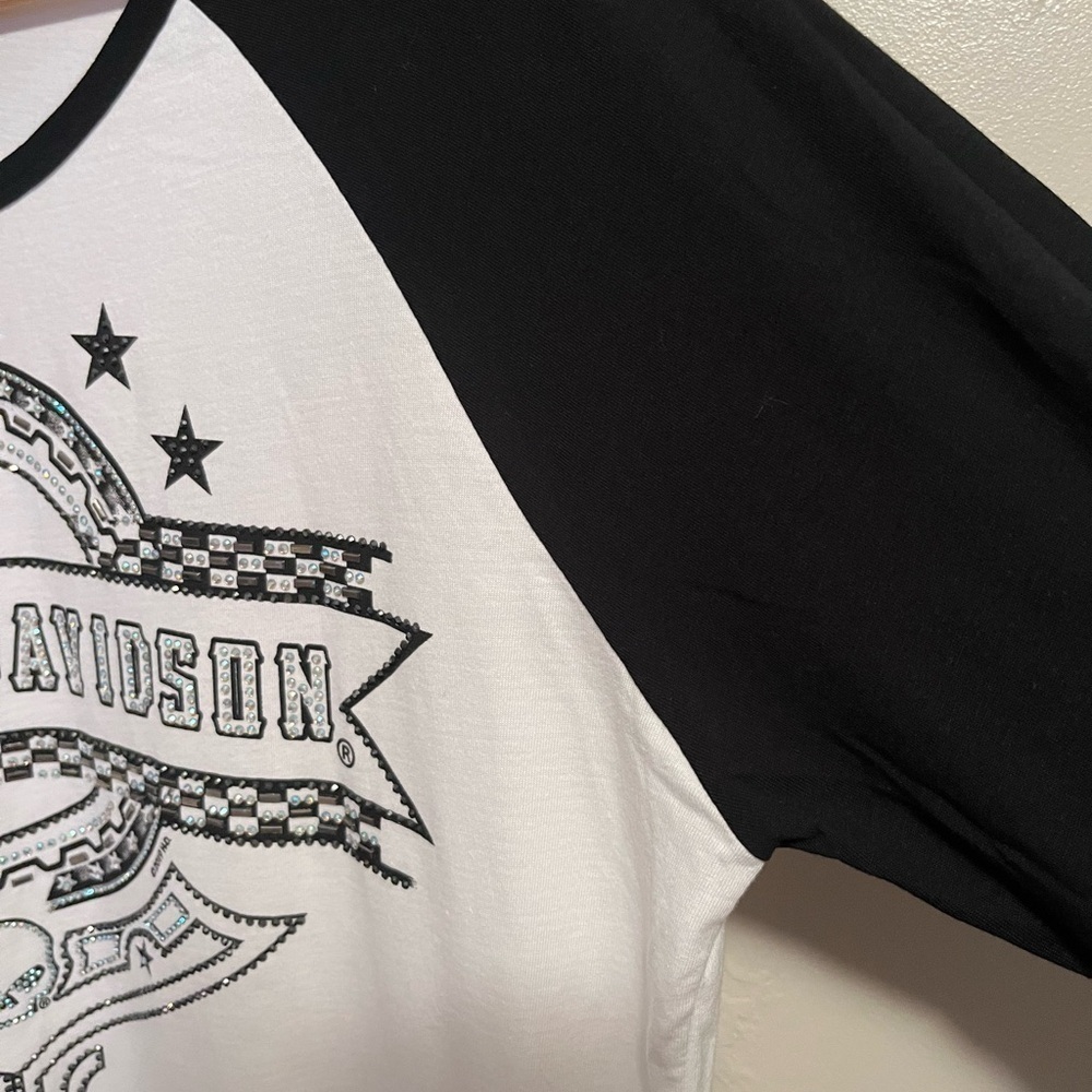 Harley-Davidson® Women's Bling Thunder Dome 3/4 Raglan Sleeve Scoop Neck Top XL - Picture 12 of 13